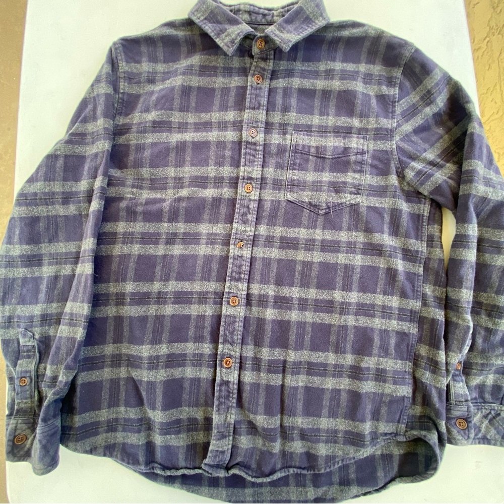 Rails Ancient Navy Melange Plaid Flannel Shirt Large Brushed Cotton Casual
